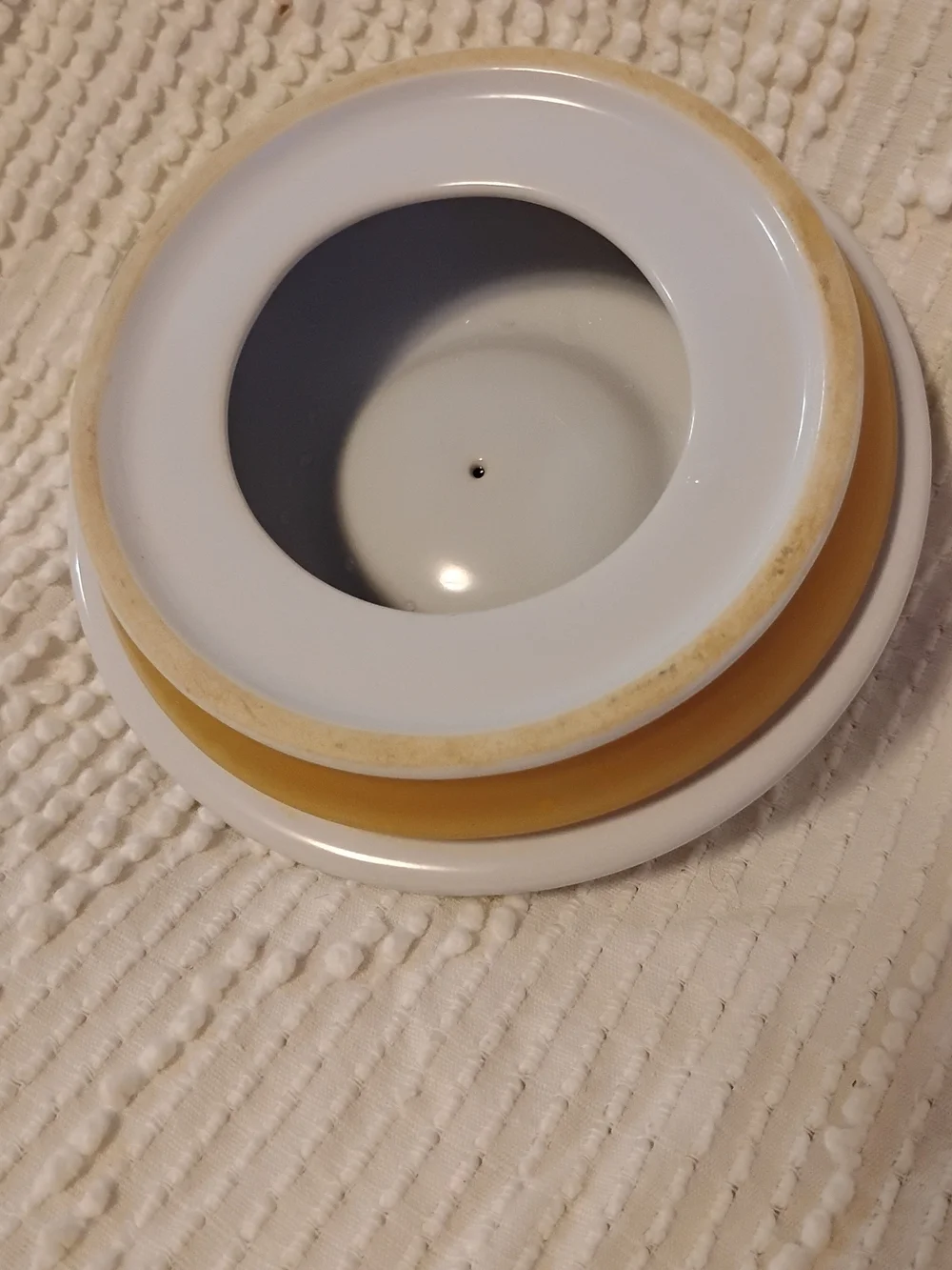 Gevalia White Ceramic Coffee Canister w/ Lid Gold Trim Kitchen Storage Jar